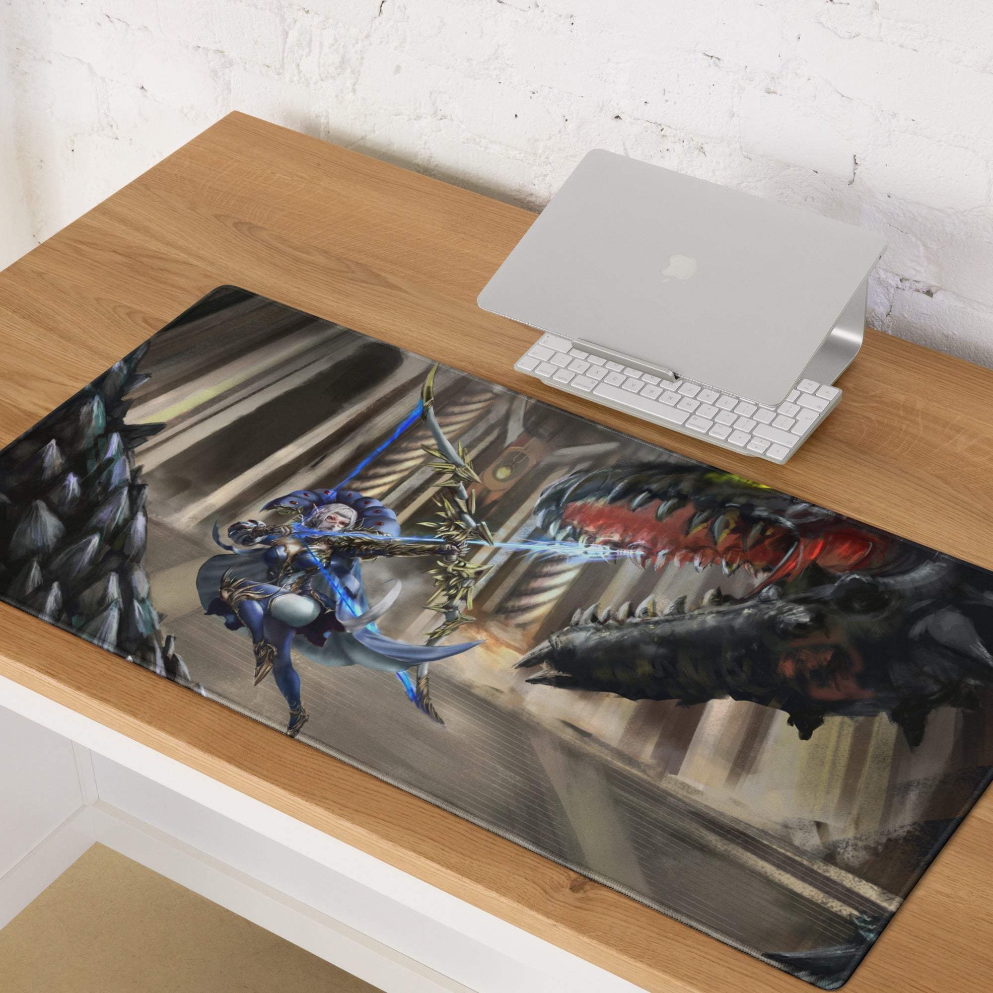 Epic Dragon Battle Gaming Mouse Pad - Dragon Fantasy Blue Black Desk Pad Intense Mood Dark Fantasy Decor Gaming Digital