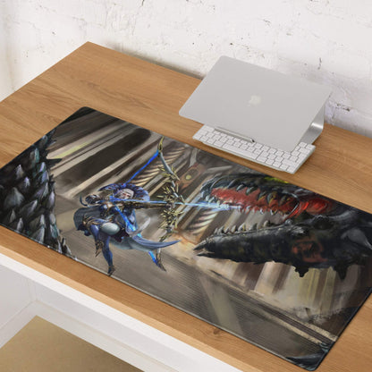 Epic Dragon Battle Gaming Mouse Pad - Dragon Fantasy Blue Black Desk Pad Intense Mood Dark Fantasy Decor Gaming Digital