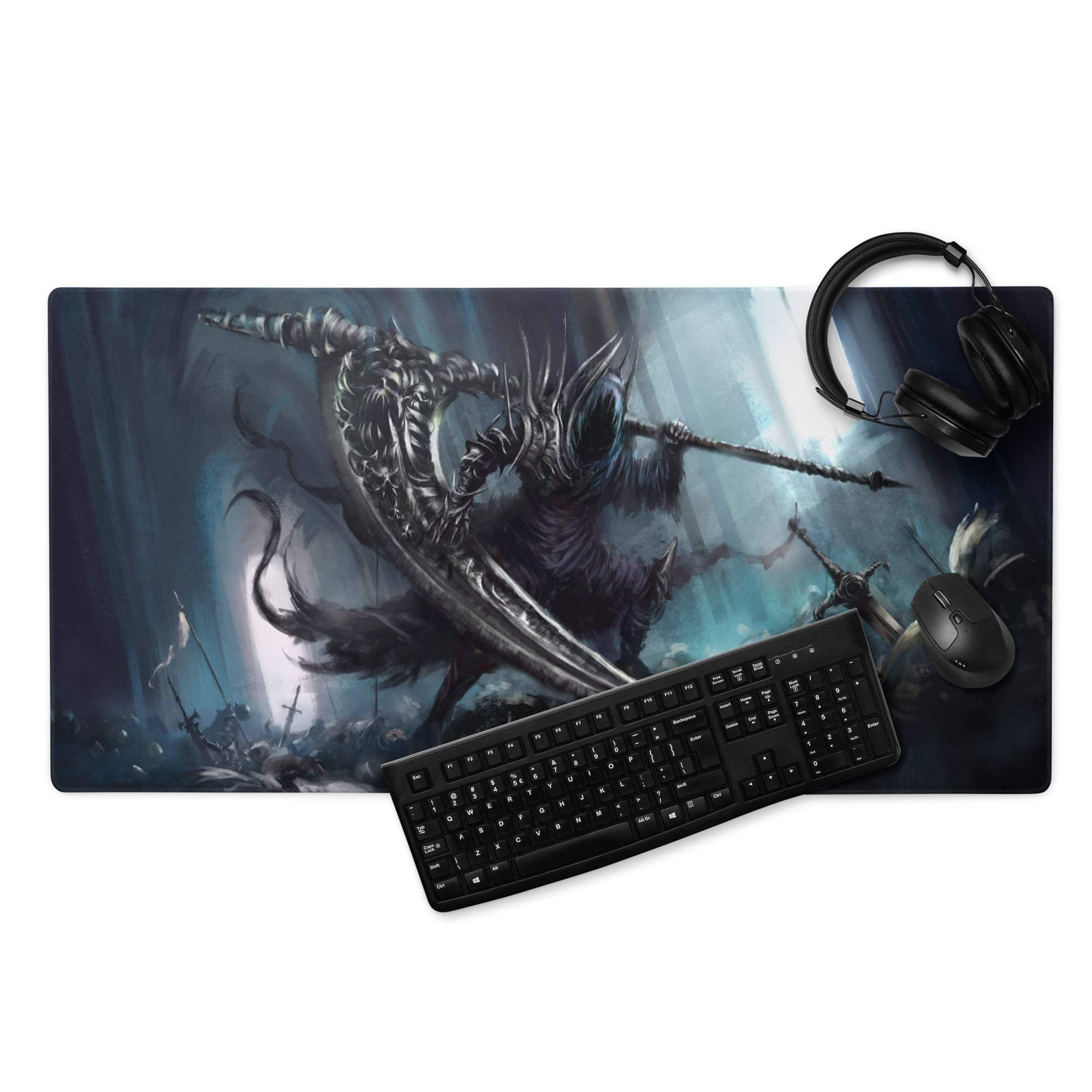 Epic Dark Fantasy Battle Mouse Pad - Gaming Mouse Pad Blue Black Dark Fantasy Digital Art Intense Mood Esports Decor
