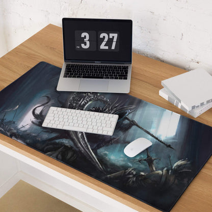 Epic Dark Fantasy Battle Mouse Pad - Gaming Mouse Pad Blue Black Dark Fantasy Digital Art Intense Mood Esports Decor