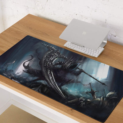 Epic Dark Fantasy Battle Mouse Pad - Gaming Mouse Pad Blue Black Dark Fantasy Digital Art Intense Mood Esports Decor