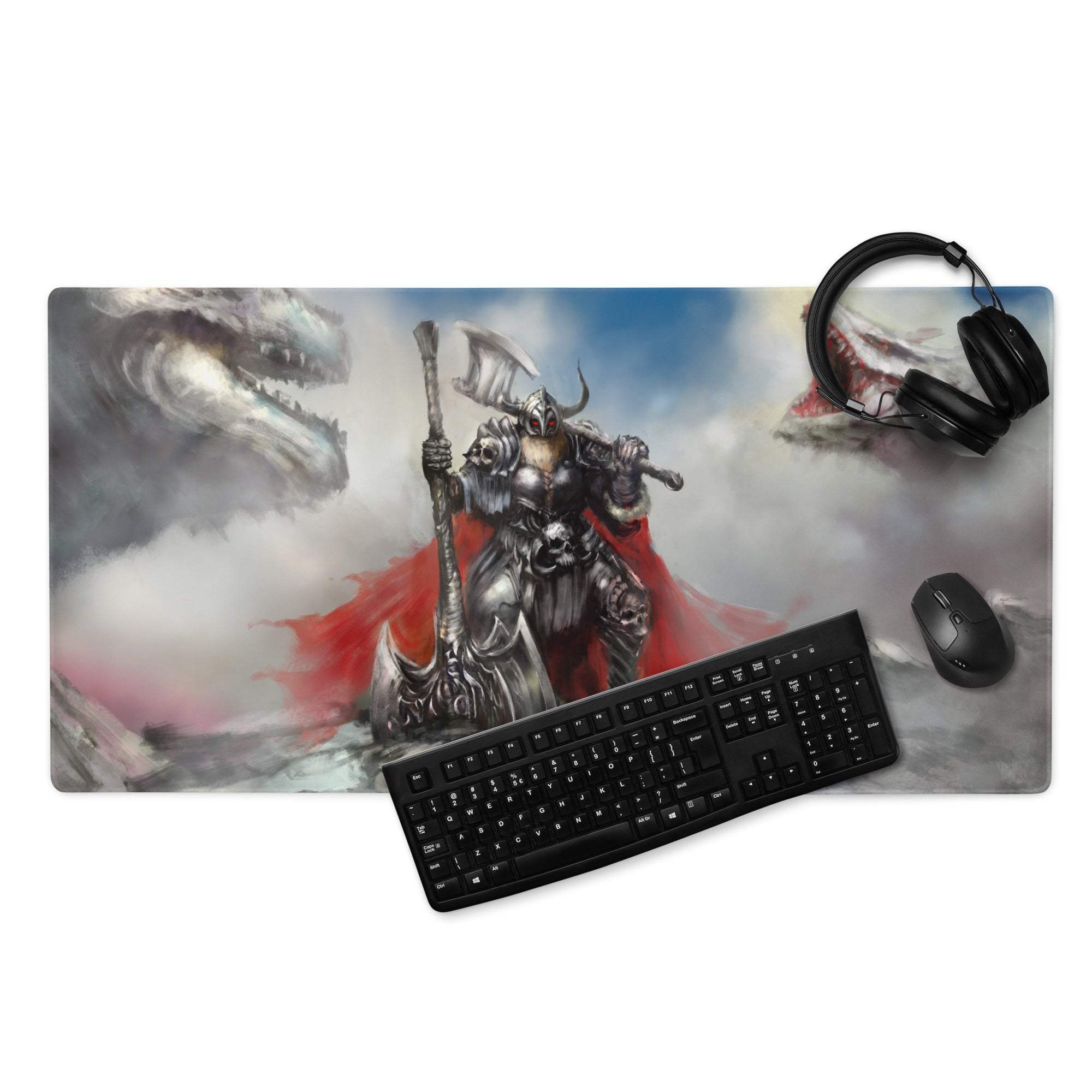 Epic Fantasy Knight Mouse Pad - Knight Battle Mouse Pad Black Red Desk Epic Mood Dark Esports Dota CSGO Digital