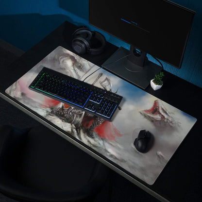 Epic Fantasy Knight Mouse Pad - Knight Battle Mouse Pad Black Red Desk Epic Mood Dark Esports Dota CSGO Digital