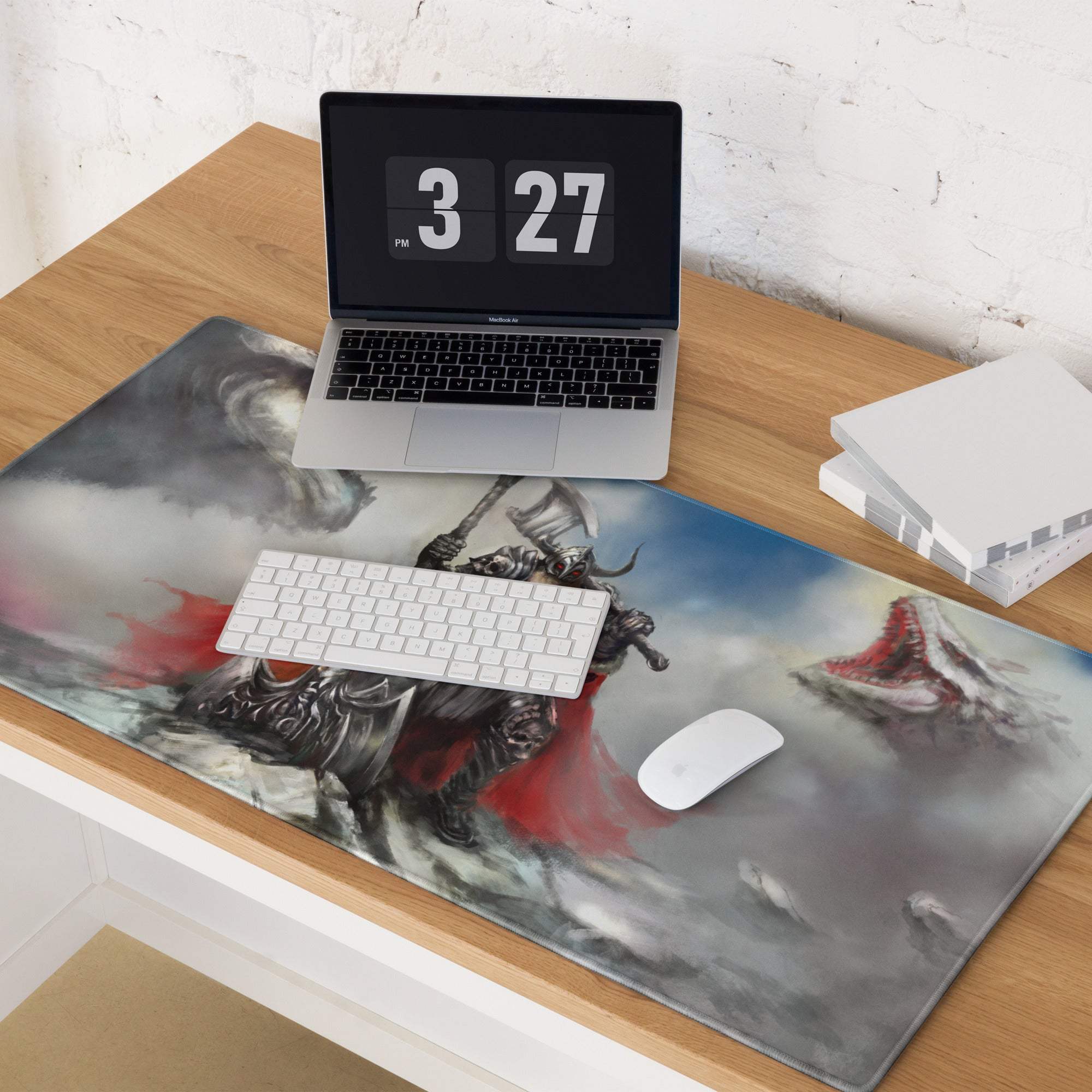 Epic Fantasy Knight Mouse Pad - Knight Battle Mouse Pad Black Red Desk Epic Mood Dark Esports Dota CSGO Digital
