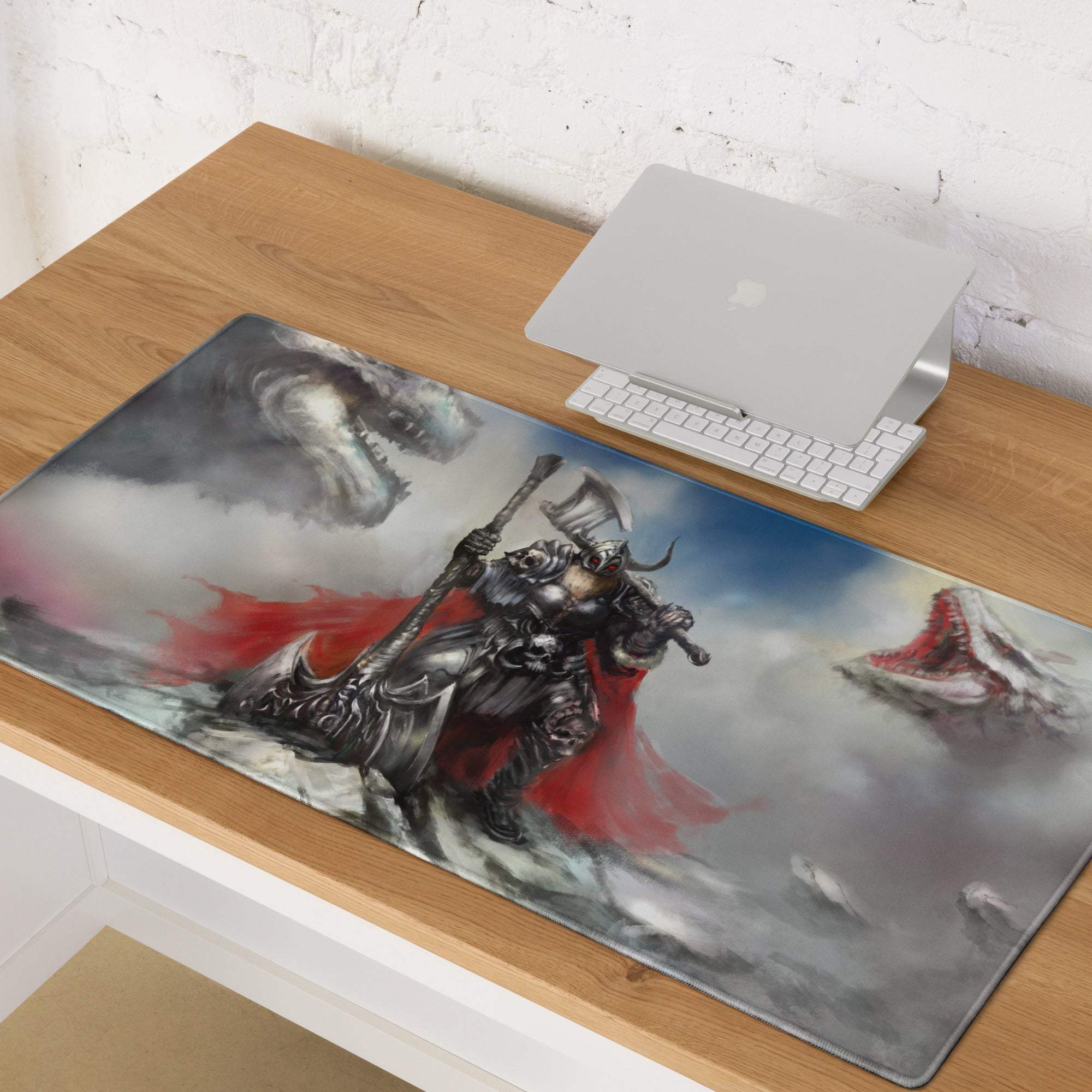 Epic Fantasy Knight Mouse Pad - Knight Battle Mouse Pad Black Red Desk Epic Mood Dark Esports Dota CSGO Digital