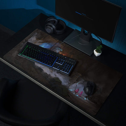 Nocturnal Fantasy Gaming Mouse Pad - Fantasy Mouse Pad, Dark Blue, Black, For Desk, Painterly Digital Art, Dramatic Mood