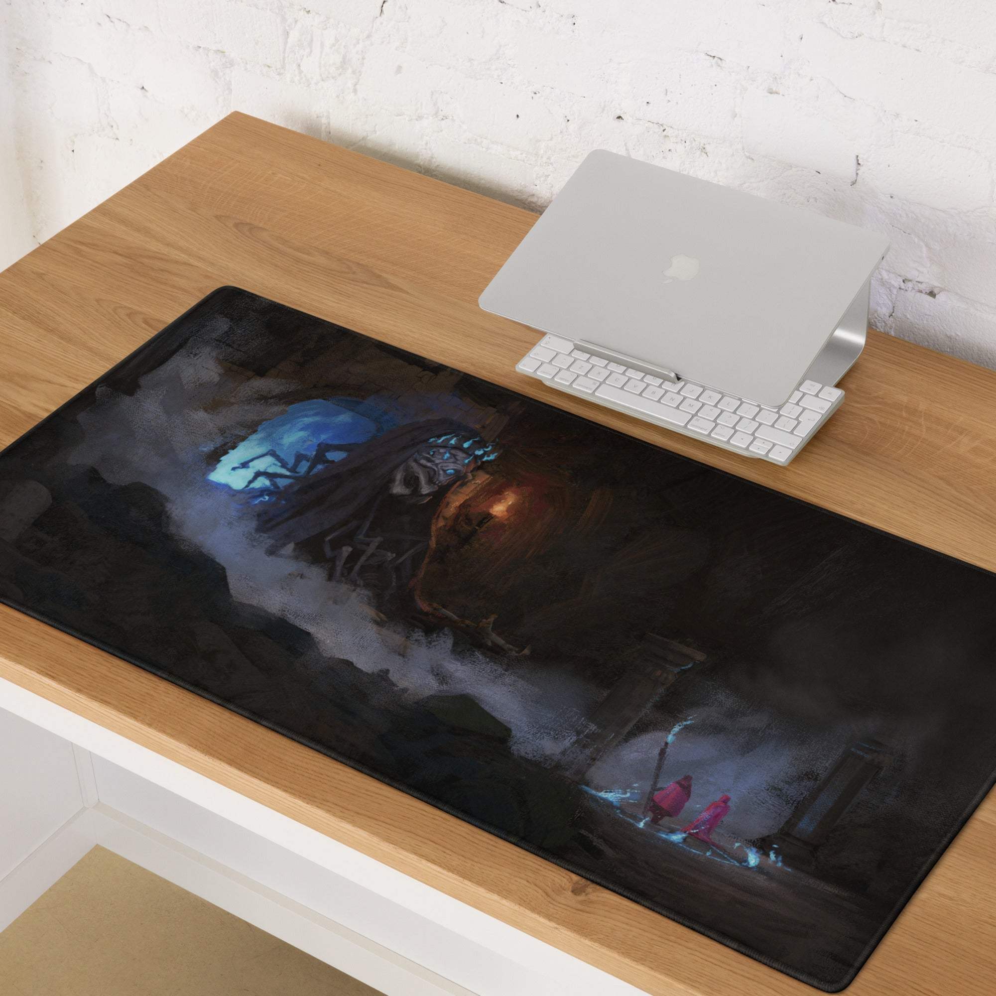 Nocturnal Fantasy Gaming Mouse Pad - Fantasy Mouse Pad, Dark Blue, Black, For Desk, Painterly Digital Art, Dramatic Mood