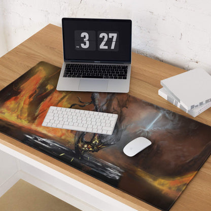 Inferno Dragon Gaming Mouse Pad - Dragon Red Black Gaming Desk Epic Mood Dark Fantasy Gamer Room Esports Digital Art
