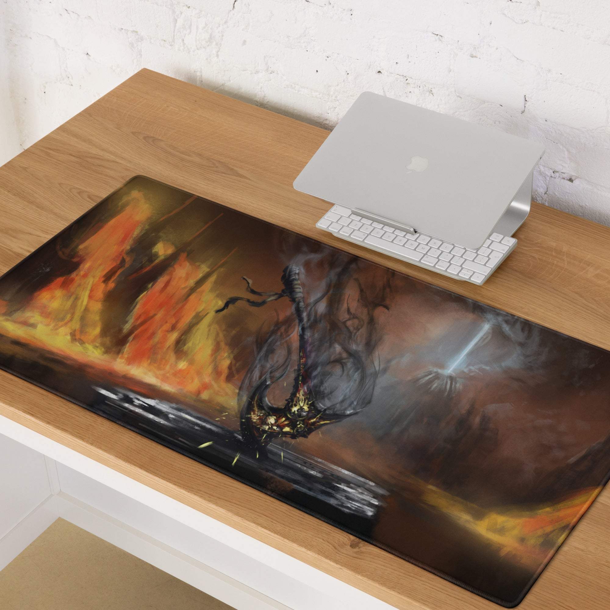 Inferno Dragon Gaming Mouse Pad - Dragon Red Black Gaming Desk Epic Mood Dark Fantasy Gamer Room Esports Digital Art