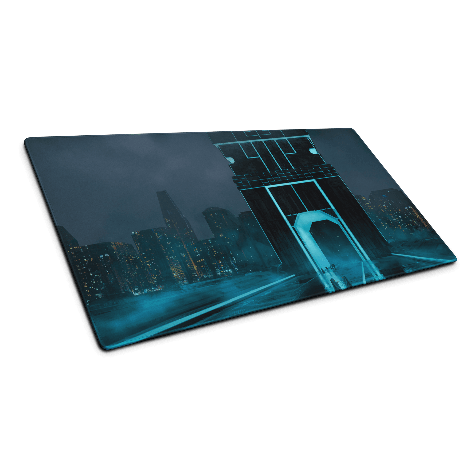 Blue Neon Cyberpunk Pad - Gaming Mouse Pad Blue Neon Cyberpunk Desk Moody Neon Tech Decor Cyberpunk Desk Mat Digital