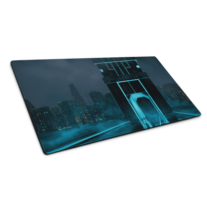 Blue Neon Cyberpunk Pad - Gaming Mouse Pad Blue Neon Cyberpunk Desk Moody Neon Tech Decor Cyberpunk Desk Mat Digital