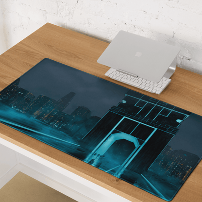 Blue Neon Cyberpunk Pad - Gaming Mouse Pad Blue Neon Cyberpunk Desk Moody Neon Tech Decor Cyberpunk Desk Mat Digital
