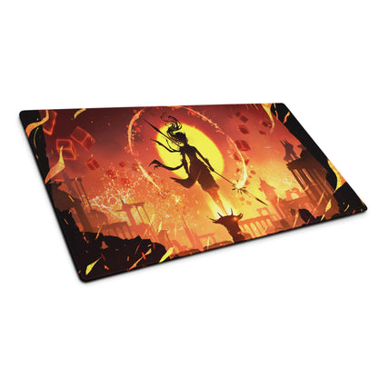 Inferno Aurora Gaming Mouse Pad - Gaming Pad Fiery Red Orange Desk Setup Fantasy Art - Epic Mood Large Size Digital Art