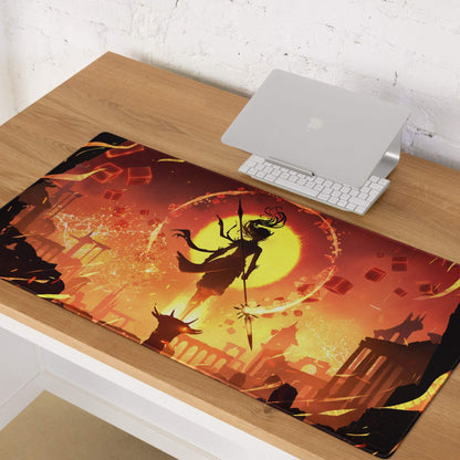 Inferno Aurora Gaming Mouse Pad - Gaming Pad Fiery Red Orange Desk Setup Fantasy Art - Epic Mood Large Size Digital Art