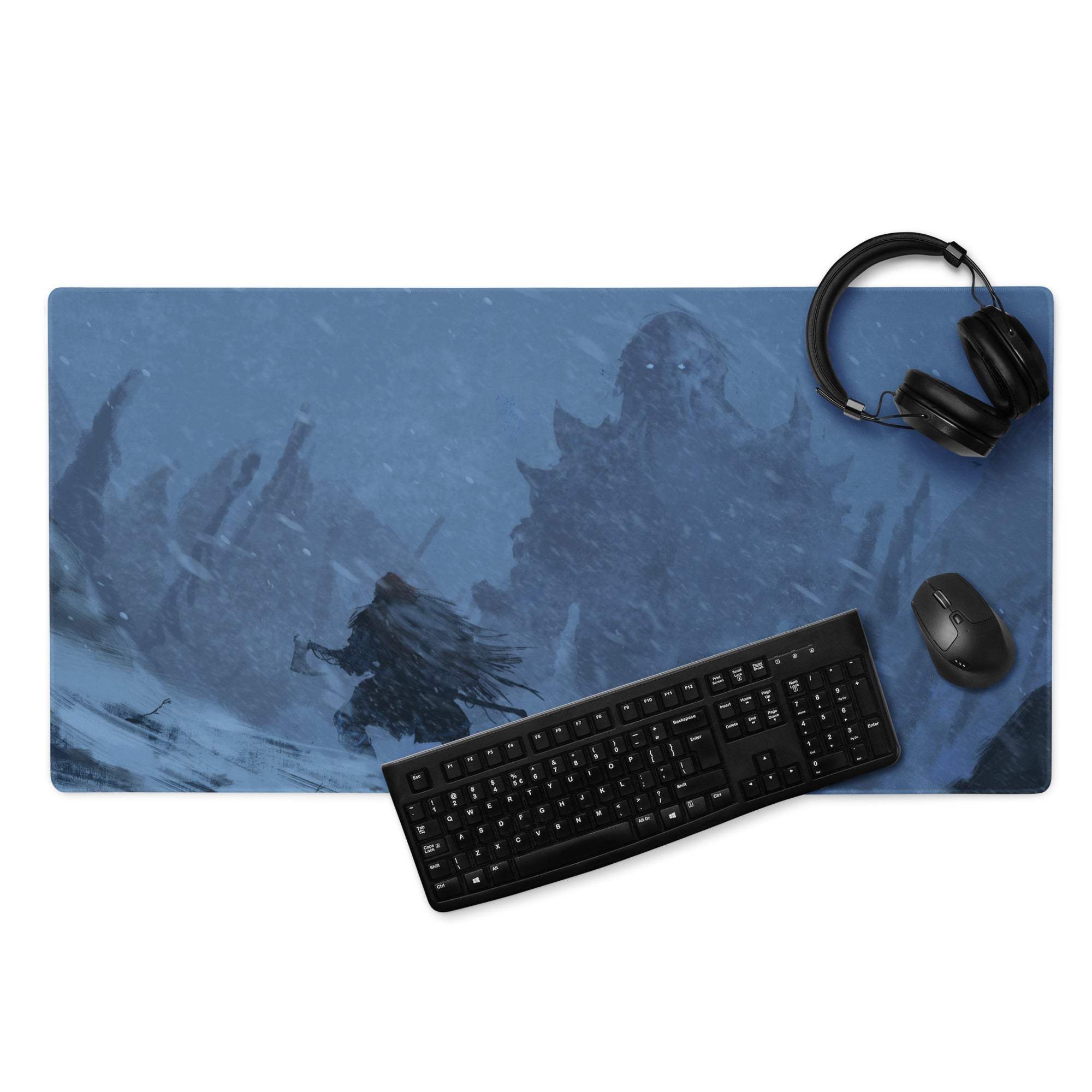 Blue Winter Scene Gaming Pad - Mouse Pad Blue For Gaming Desk Abstract Dynamic Modern Minimal Large Mat Digital Art