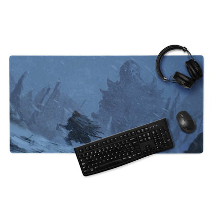 Blue Winter Scene Gaming Pad - Mouse Pad Blue For Gaming Desk Abstract Dynamic Modern Minimal Large Mat Digital Art
