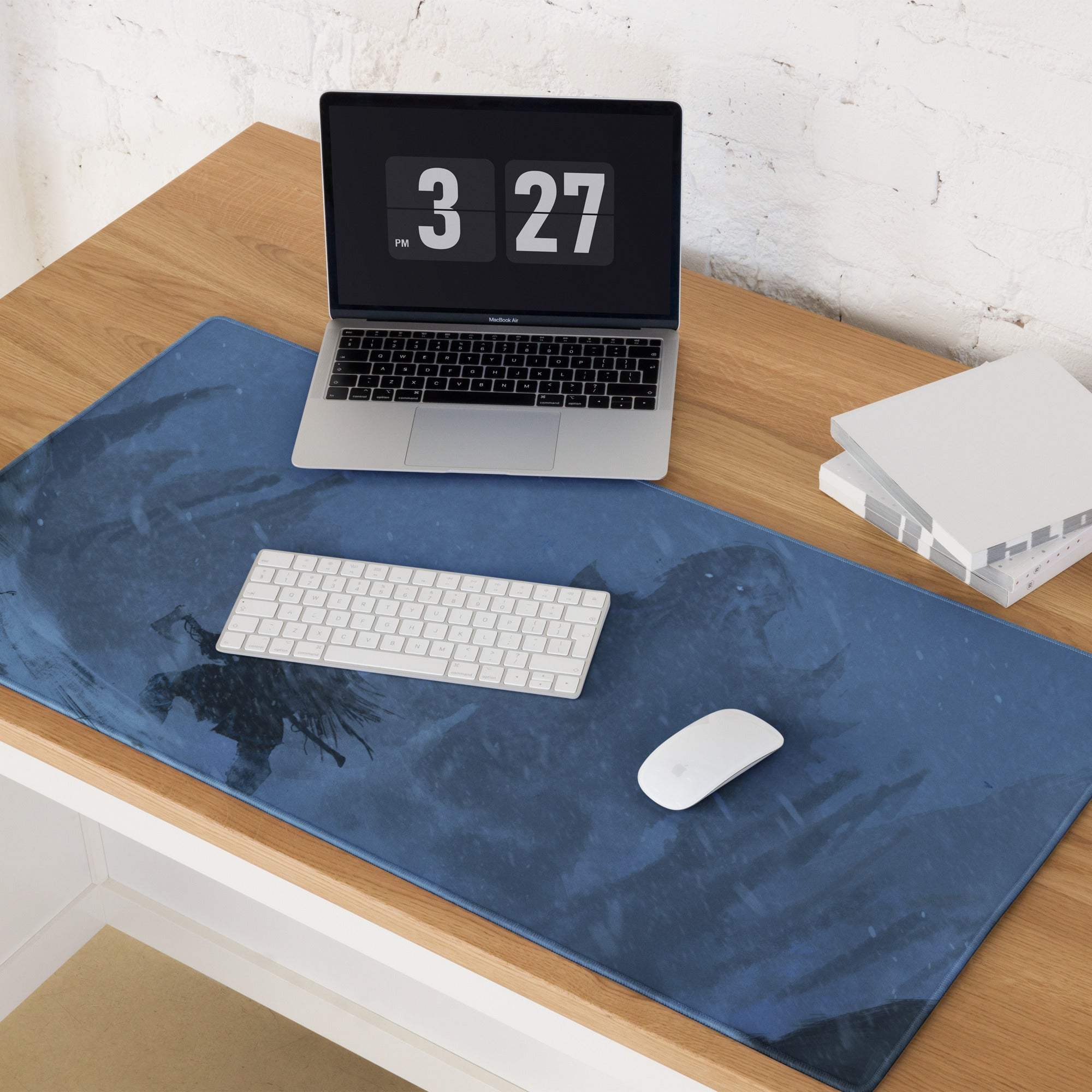Blue Winter Scene Gaming Pad - Mouse Pad Blue For Gaming Desk Abstract Dynamic Modern Minimal Large Mat Digital Art