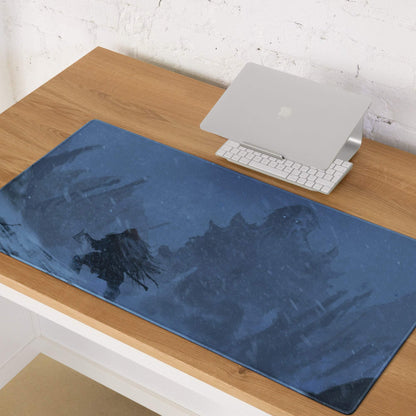 Blue Winter Scene Gaming Pad - Mouse Pad Blue For Gaming Desk Abstract Dynamic Modern Minimal Large Mat Digital Art
