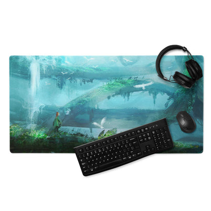 Oceanic Forest Mystic Pad - Oceanic Forest Blue Teal Gaming Desk Immersive Mood Decor Large Mouse Pad Digital Painting