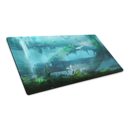 Oceanic Forest Mystic Pad - Oceanic Forest Blue Teal Gaming Desk Immersive Mood Decor Large Mouse Pad Digital Painting