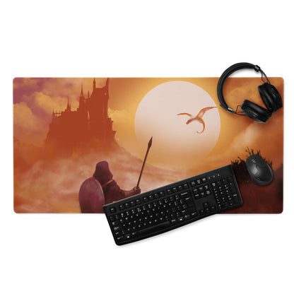 Sunset Castle Gamer Mouse Pad - Gaming Mouse Pad Orange Sunset Desk Setup Modern Epic Mood Fantasy Decor Digital Art