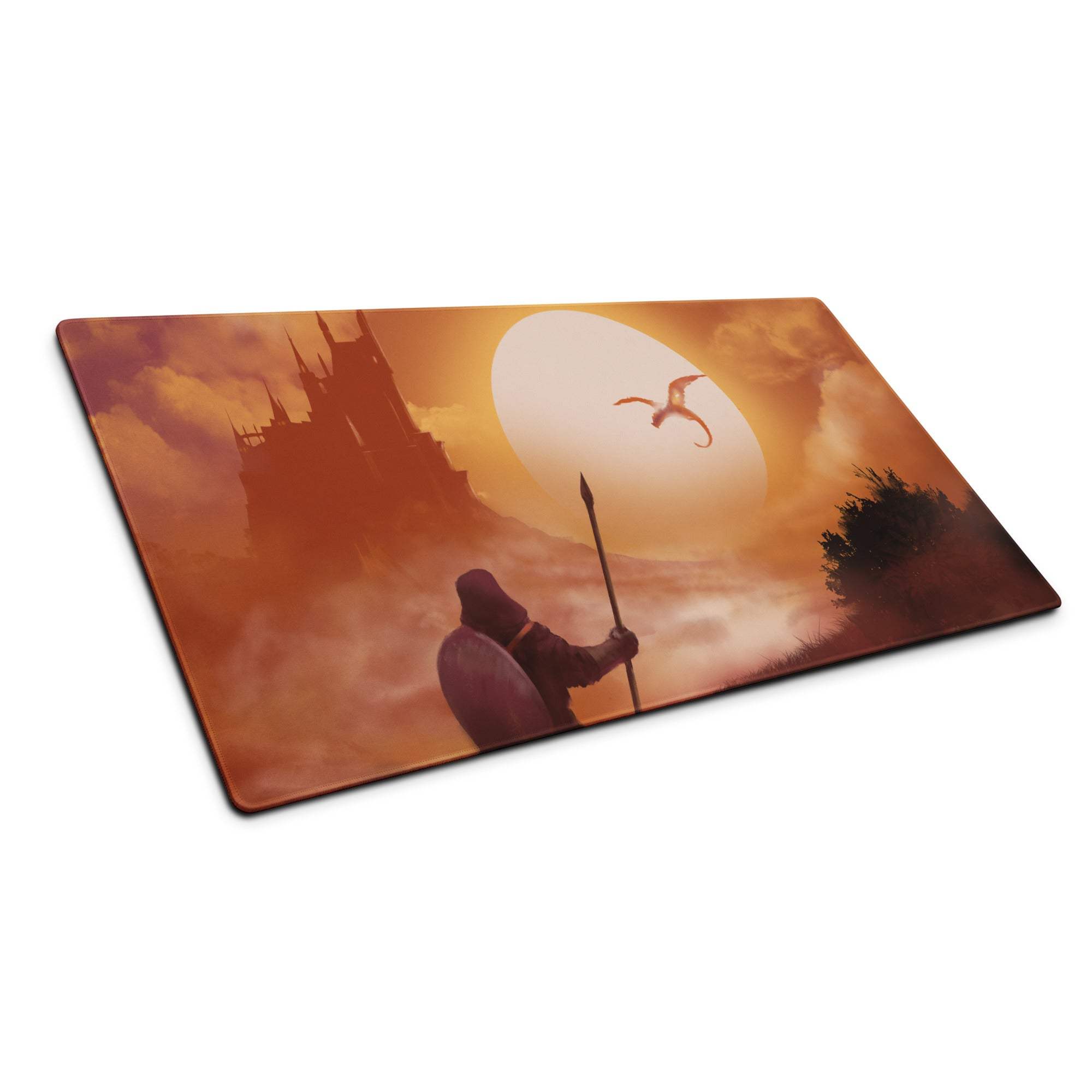 Sunset Castle Gamer Mouse Pad - Gaming Mouse Pad Orange Sunset Desk Setup Modern Epic Mood Fantasy Decor Digital Art