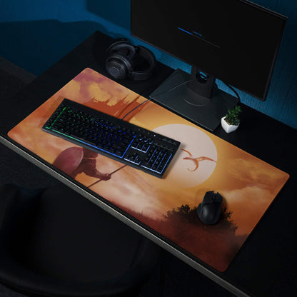 Sunset Castle Gamer Mouse Pad - Gaming Mouse Pad Orange Sunset Desk Setup Modern Epic Mood Fantasy Decor Digital Art