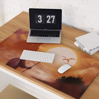 Sunset Castle Gamer Mouse Pad - Gaming Mouse Pad Orange Sunset Desk Setup Modern Epic Mood Fantasy Decor Digital Art