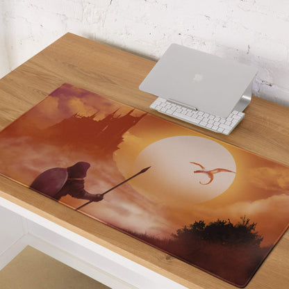 Sunset Castle Gamer Mouse Pad - Gaming Mouse Pad Orange Sunset Desk Setup Modern Epic Mood Fantasy Decor Digital Art