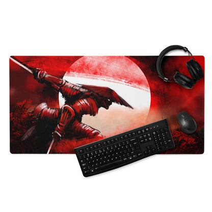Crimson Fury Gaming Mouse Pad - Gaming Mouse Pad Red Black For Desk Anime Art Large Non Slip Edge Stitch Digital Print
