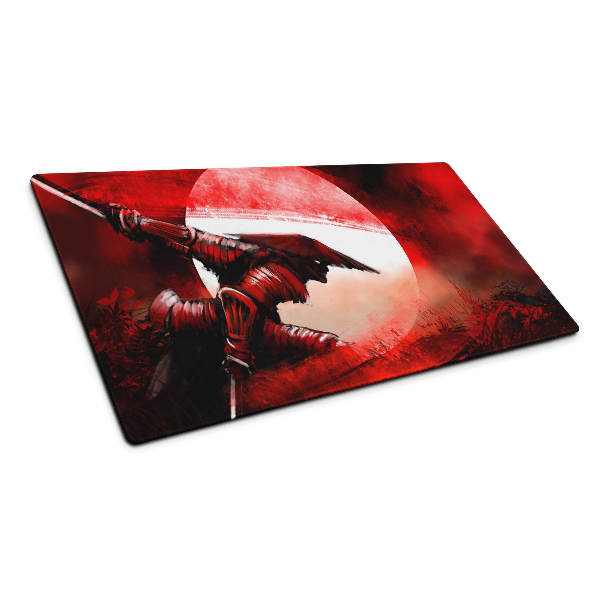 Crimson Fury Gaming Mouse Pad - Gaming Mouse Pad Red Black For Desk Anime Art Large Non Slip Edge Stitch Digital Print