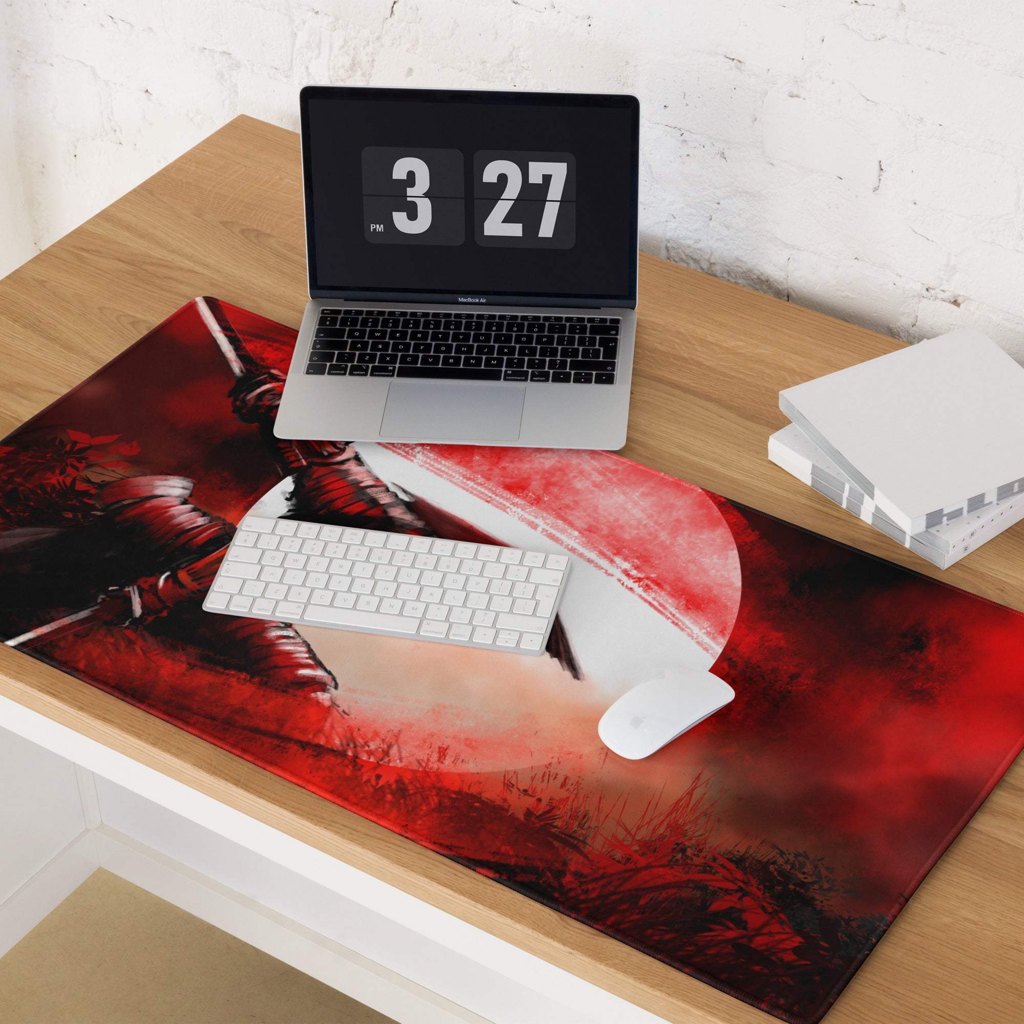 Crimson Fury Gaming Mouse Pad - Gaming Mouse Pad Red Black For Desk Anime Art Large Non Slip Edge Stitch Digital Print