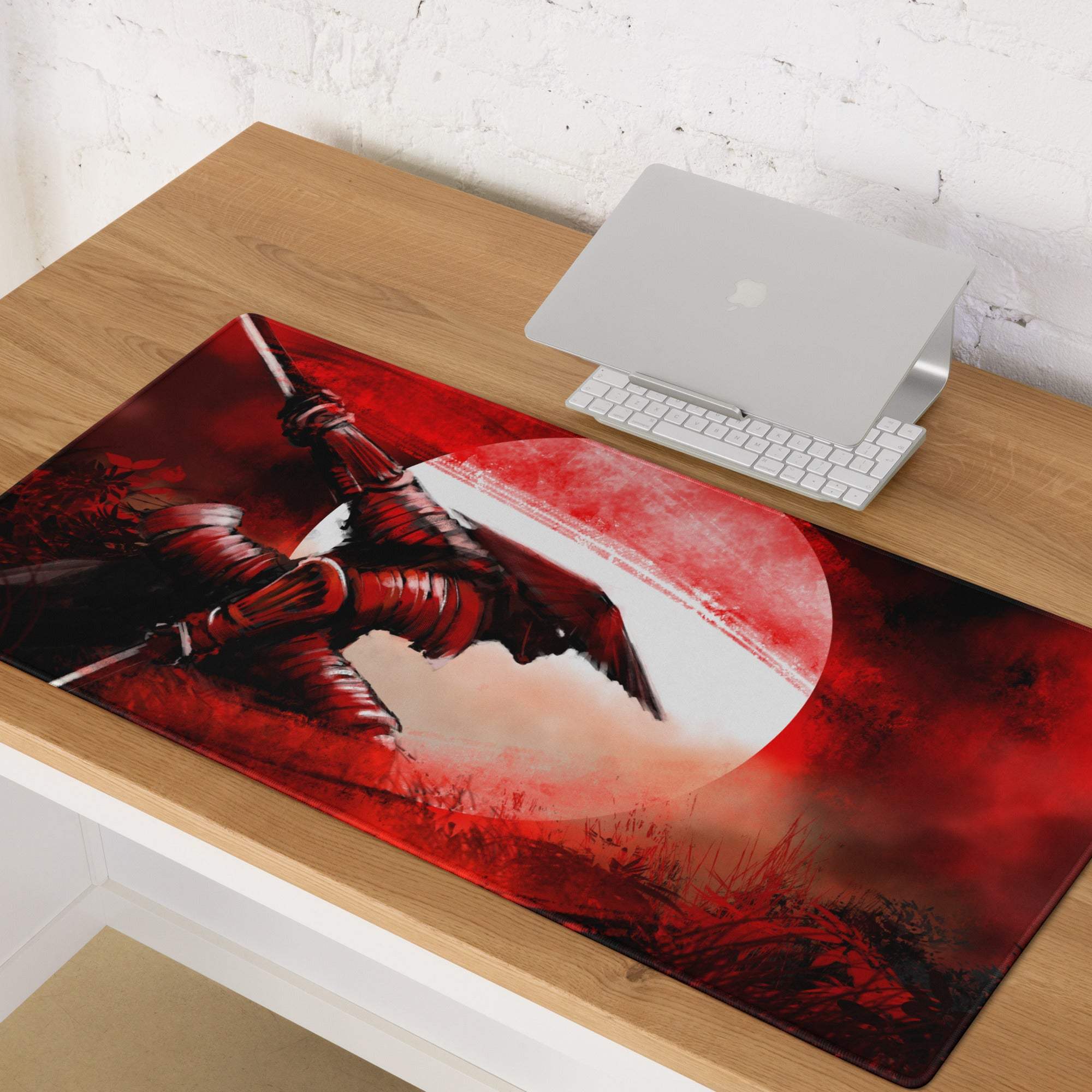 Crimson Fury Gaming Mouse Pad - Gaming Mouse Pad Red Black For Desk Anime Art Large Non Slip Edge Stitch Digital Print