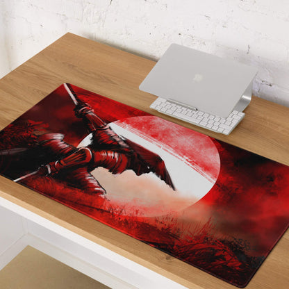 Crimson Fury Gaming Mouse Pad - Gaming Mouse Pad Red Black For Desk Anime Art Large Non Slip Edge Stitch Digital Print