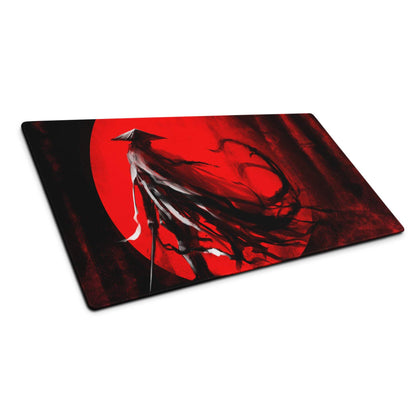 Crimson Oni Gaming Mouse Pad - Oni Red Black Gaming Desk Cyberpunk Intense Moody Minimalist Gamer Large Non Slip Stitched