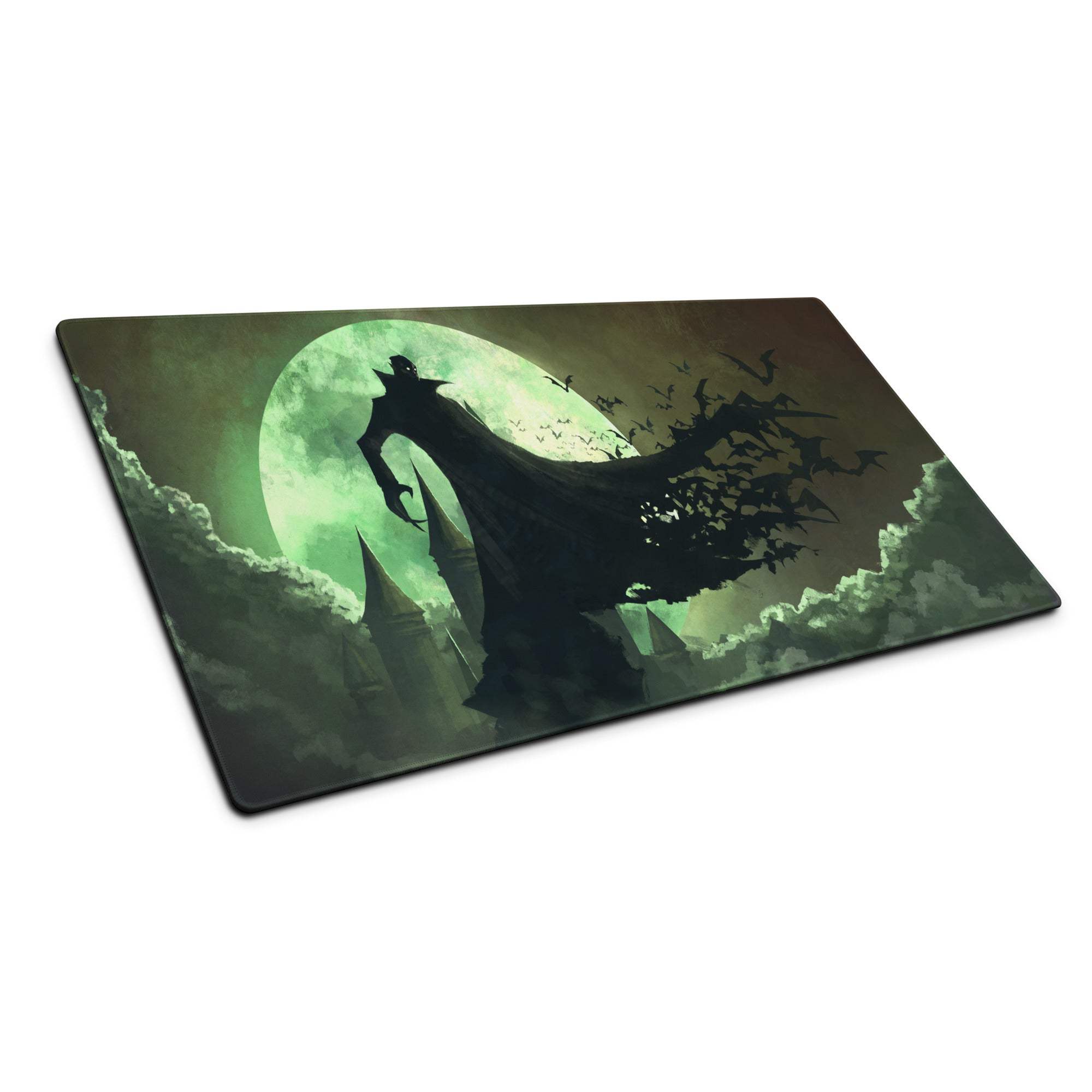 Gothic Night Realm Gaming Pad - Gaming Mouse Pad Emerald Green Black Desk Dark Atmosphere Gothic Decor Fantasy Print