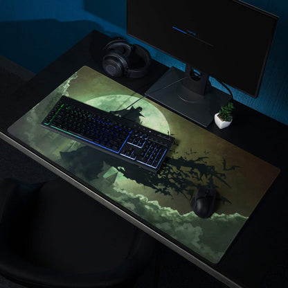 Gothic Night Realm Gaming Pad - Gaming Mouse Pad Emerald Green Black Desk Dark Atmosphere Gothic Decor Fantasy Print