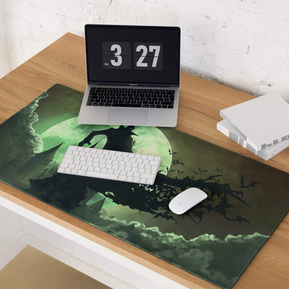 Gothic Night Realm Gaming Pad - Gaming Mouse Pad Emerald Green Black Desk Dark Atmosphere Gothic Decor Fantasy Print