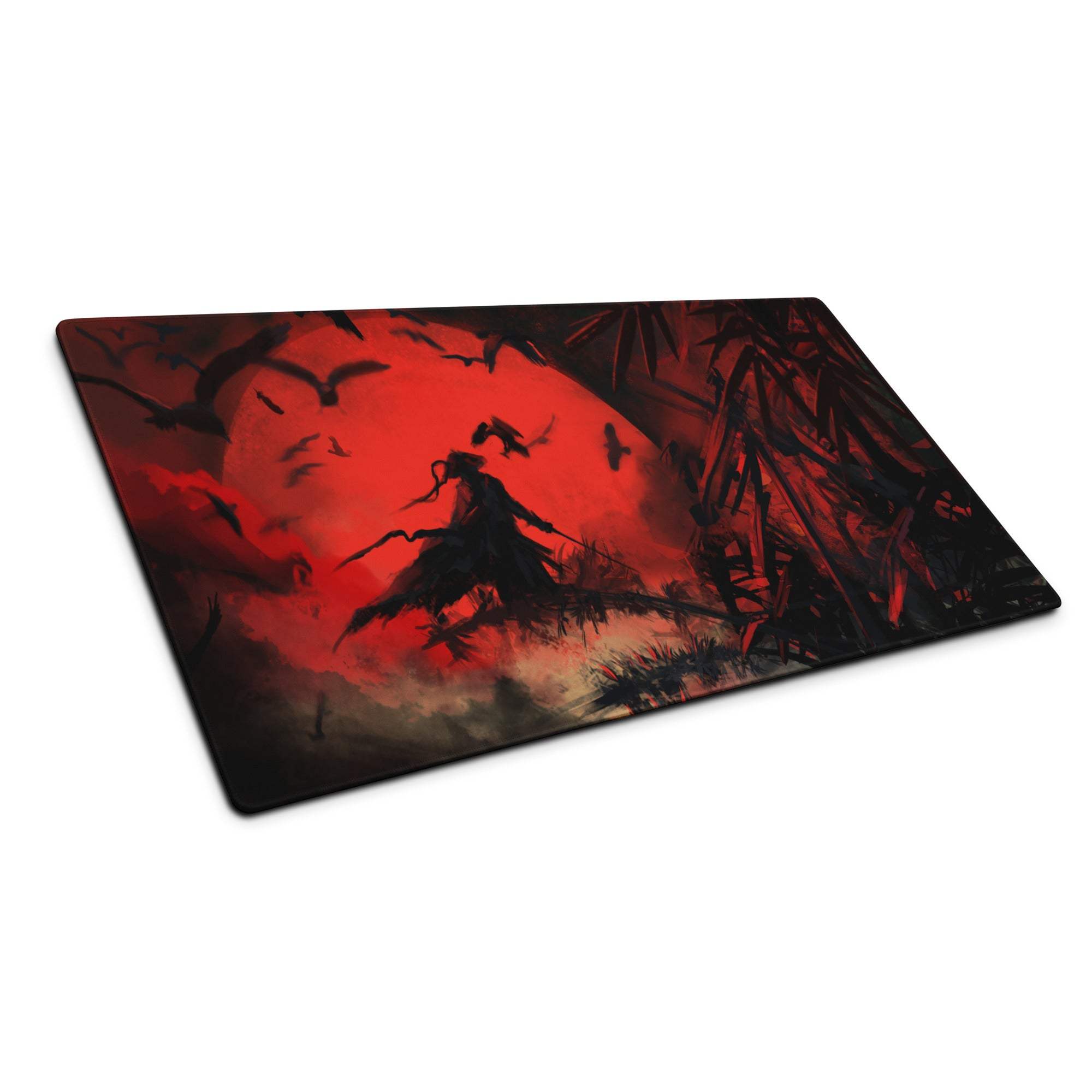 Crimson Fury Gaming Mouse Pad - Gaming Mouse Pad Red Black Desk Abstract Intense Techno Esports Large Size Digital Art