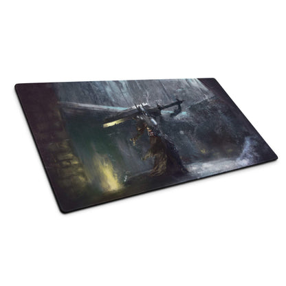 Cosmic Battle Gaming Mouse Pad - Gaming Mouse Pad Blue Black Gray Desk Setup Art Moody Futuristic SciFi Desk Decor