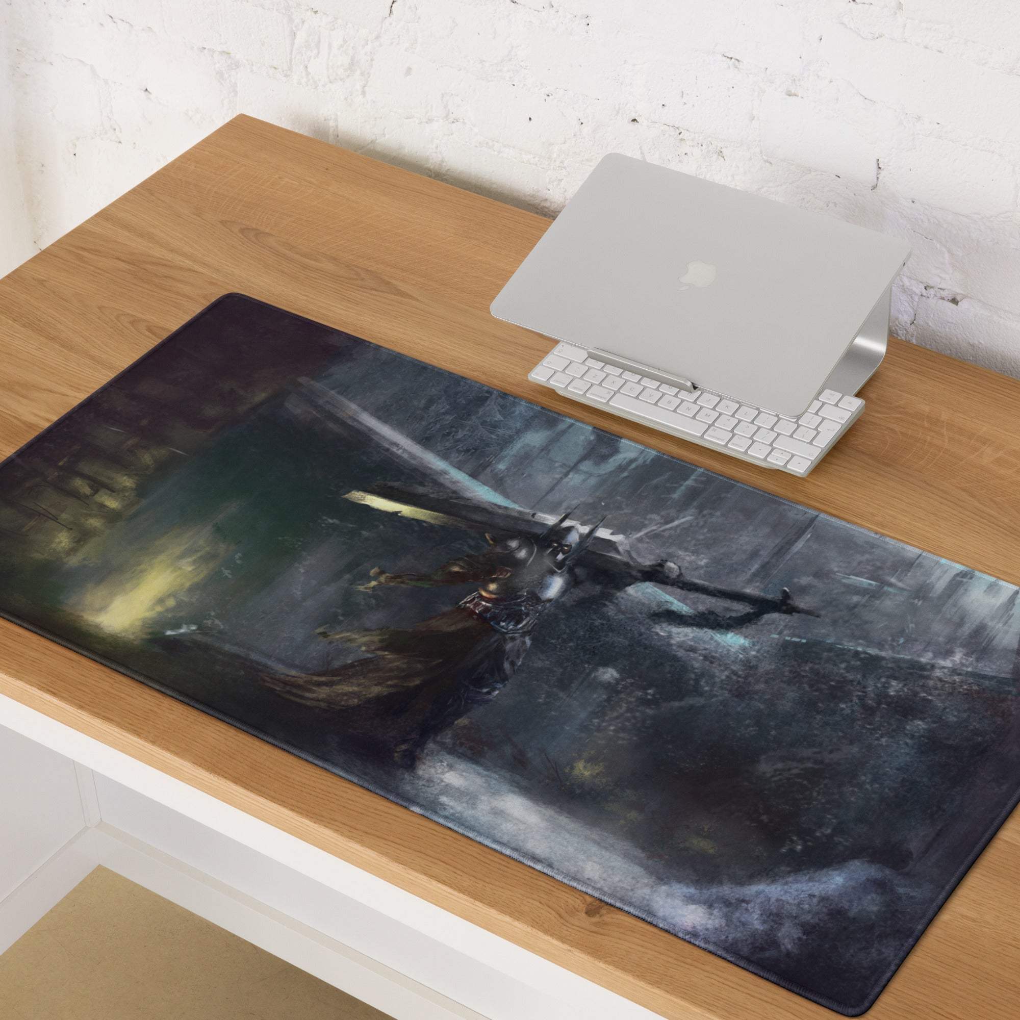 Cosmic Battle Gaming Mouse Pad - Gaming Mouse Pad Blue Black Gray Desk Setup Art Moody Futuristic SciFi Desk Decor