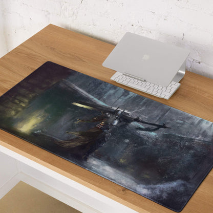 Cosmic Battle Gaming Mouse Pad - Gaming Mouse Pad Blue Black Gray Desk Setup Art Moody Futuristic SciFi Desk Decor