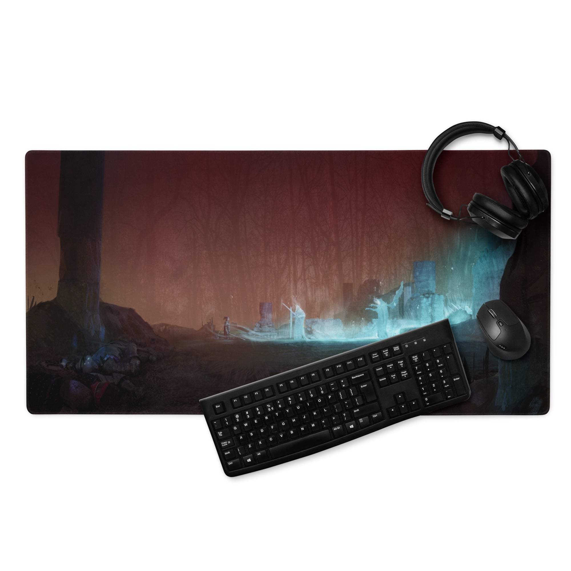 Immersive Night Landscape Mouse Pad - Gaming Mouse Pad, Dark Blue Teal Gradient, Desk Mat, Non Slip, Immersive Mood