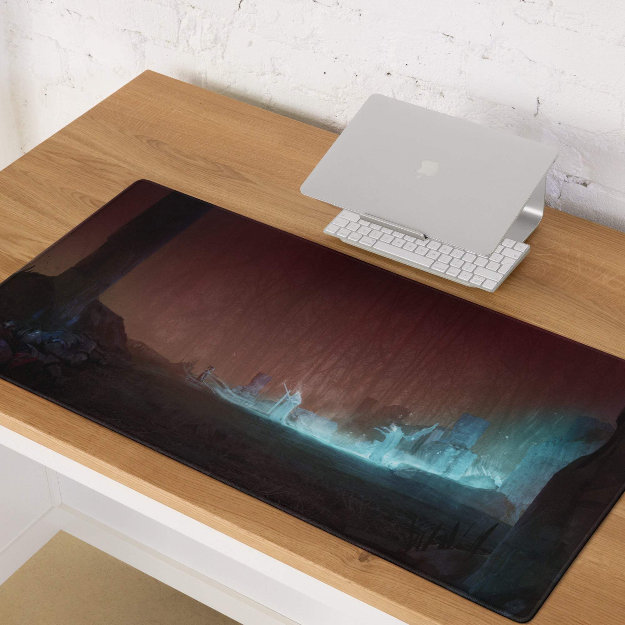 Immersive Night Landscape Mouse Pad - Gaming Mouse Pad, Dark Blue Teal Gradient, Desk Mat, Non Slip, Immersive Mood