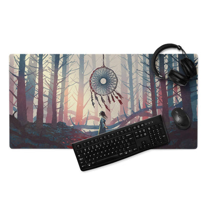 Dream Forest Dreamcatcher Pad - Forest Scene Blue Pink Desk Gaming Illustration Dreamy Mood Modern Boho Fantasy Art