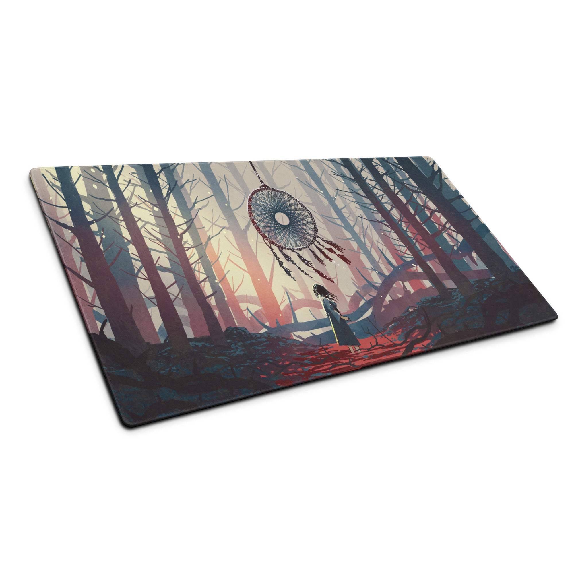 Dream Forest Dreamcatcher Pad - Forest Scene Blue Pink Desk Gaming Illustration Dreamy Mood Modern Boho Fantasy Art