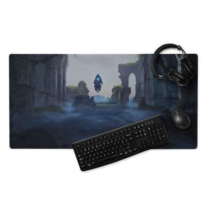 Mystic Ruins Fantasy Pad - Gaming Mouse Pad Navy Blue Desk Cinematic Moody Atmosphere Dark Aesthetic Desk Mat