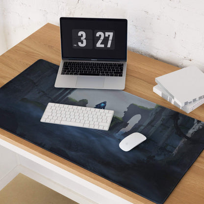 Mystic Ruins Fantasy Pad - Gaming Mouse Pad Navy Blue Desk Cinematic Moody Atmosphere Dark Aesthetic Desk Mat