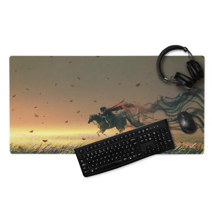 Epic Sunset Warrior Gaming Mouse Pad - Gaming Mouse Pad Orange Sunset Hues Gaming Desk Setup Cinematic Art Epic Mood