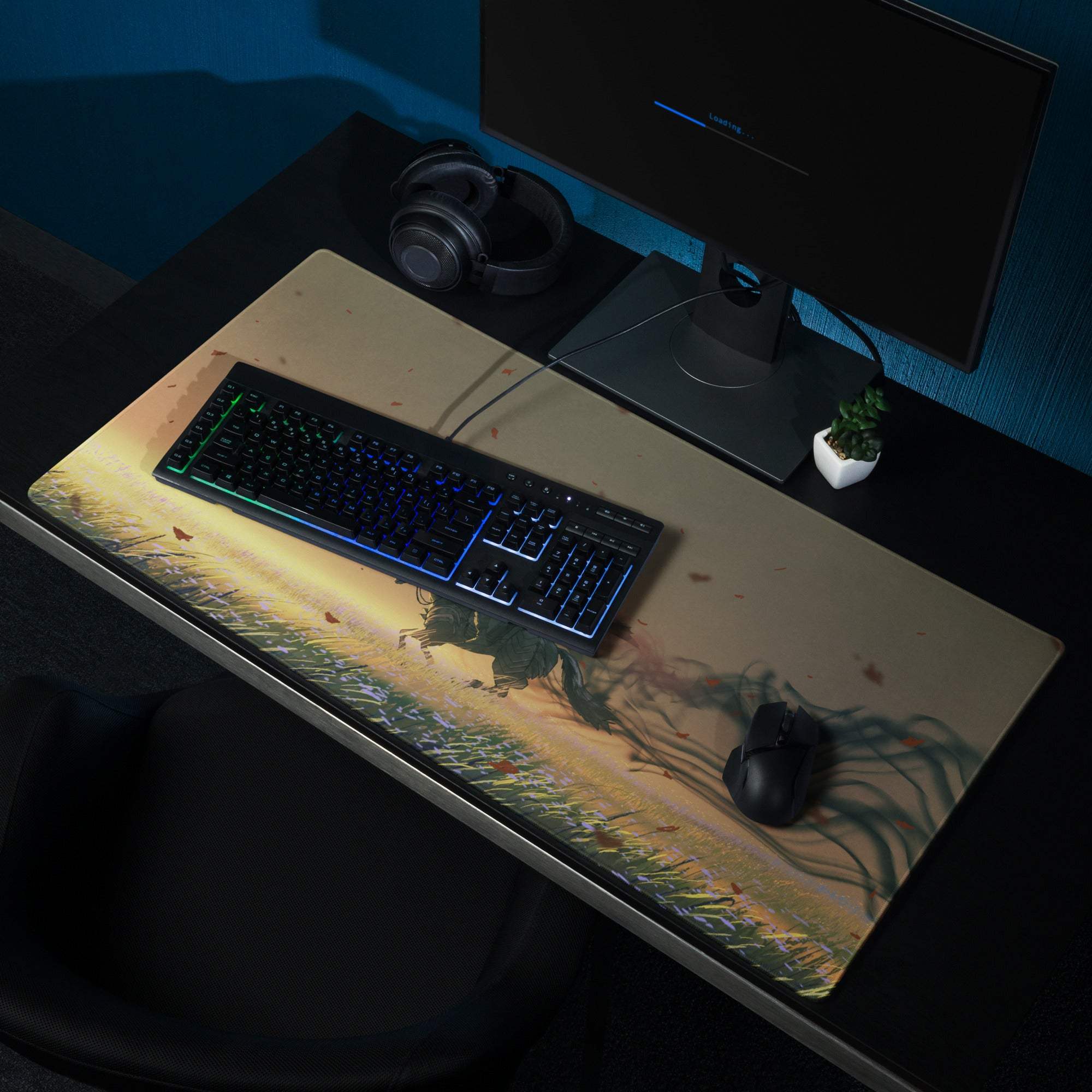 Epic Sunset Warrior Gaming Mouse Pad - Gaming Mouse Pad Orange Sunset Hues Gaming Desk Setup Cinematic Art Epic Mood